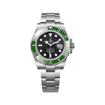 Watch with green bezel and black face